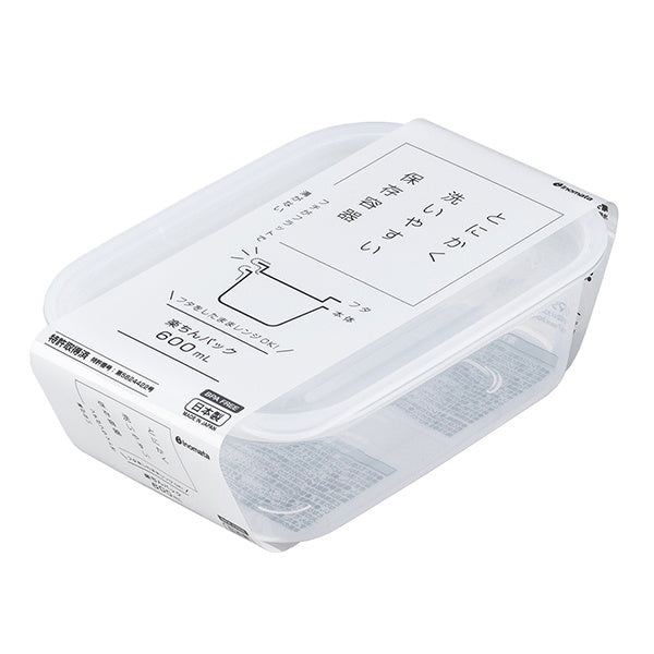 【まとめ買い】食品保存容器 フードストッカー ストック容器 楽ちんパック 角型 600ml クリアーホワイト 0978/330345