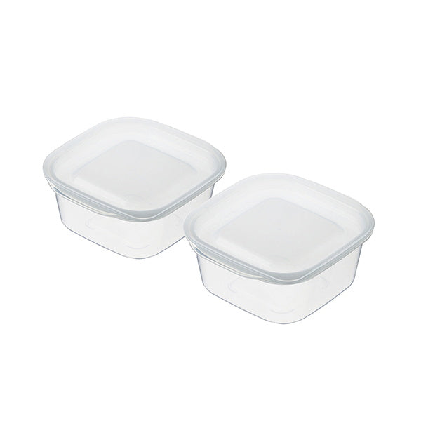 【まとめ買い】食品保存容器 フードストッカー ストック容器 楽ちんパック スクエア 2個組 270ml クリアーホワイト 0978/330349