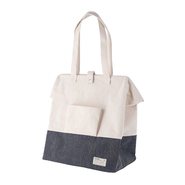 【まとめ買い】ランドリーバスケット ランドリーバッグ 洗濯バッグ 綿製 がま口ランドリーバッグ ネイビー 37×27×46cm 1635/332179