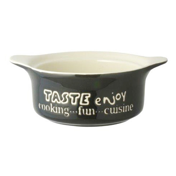 【まとめ買い】グラタン皿 小鉢 ボウル 耐熱皿 食器 陶器 スープグラタン enjoy スープ&グラタン ブラック 15.5×12.5×5.5cm 1600/333919