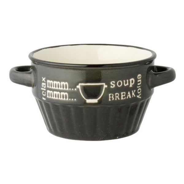 【まとめ買い】スープカップ スープマグ ボウル 深め 耐熱カップ 陶器 オーブン可 enjoy ミニスープカップ ブラック 10×13×6cm 1600/333922