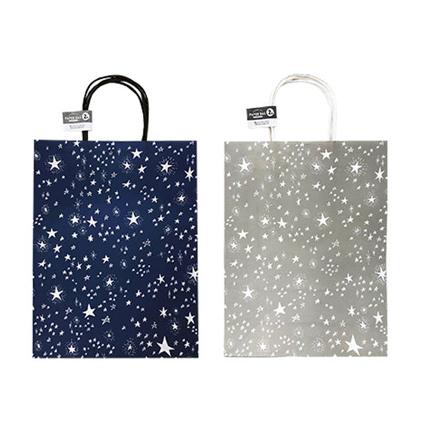 【まとめ買い】ギフトバッグ プレゼントバッグ ハンドルバッグ ペーパーバッグ 2枚 星 L 0936/336019