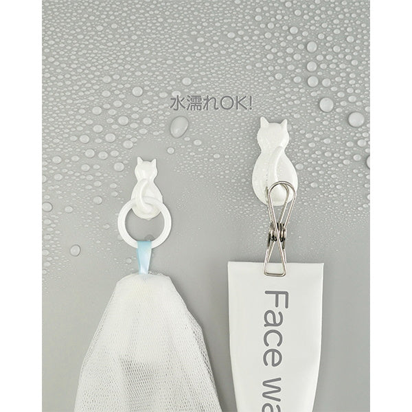 【まとめ買い】キャットテール ネコ型 粘着フック 大・小 ホワイト 0520/336728