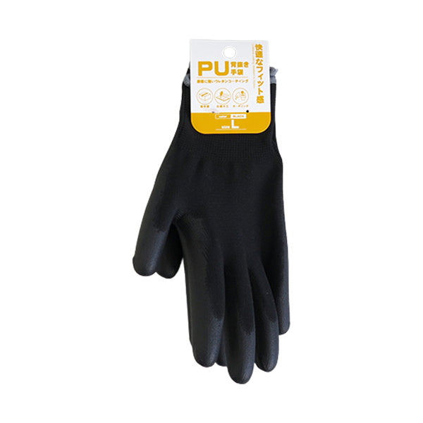 【まとめ買い】PU背抜き手袋ブラックL 1380/337165
