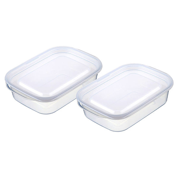 【まとめ買い】食品保存容器 楽ちんパック 浅型 290ml 2個組 クリアーホワイト 0978/341069