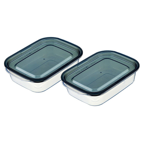【まとめ買い】食品保存容器 楽ちんパック 浅型 290ml 2個組 ブラック 0978/341070