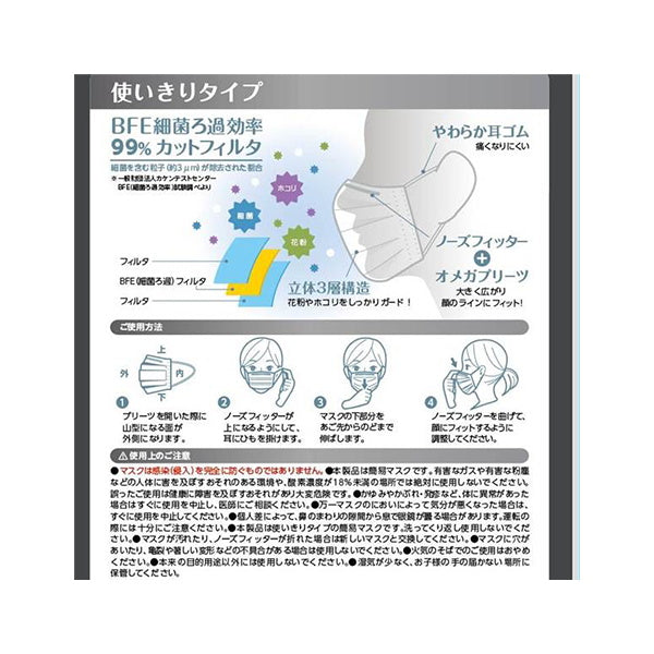 【まとめ買い】不織布マスク グレー カラーマスク 7枚入 9001/341494