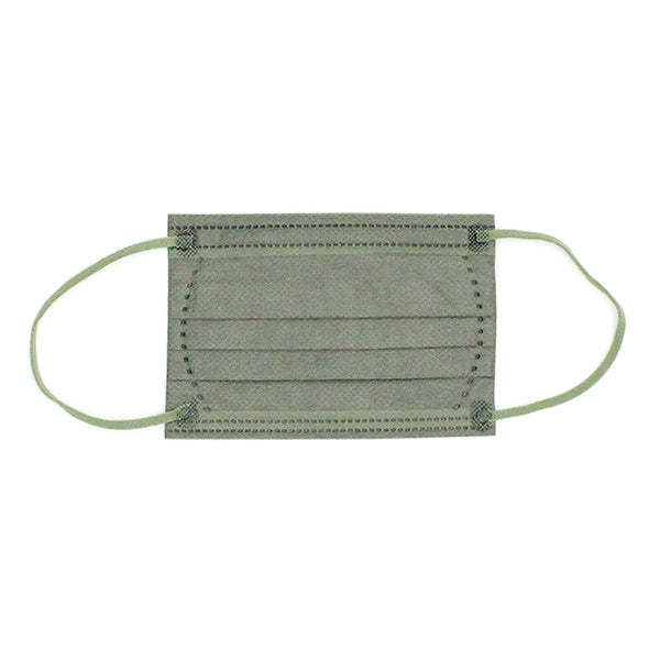 【まとめ買い】ニュアンスカラー不織布マスク カラーマスク 子供用10枚入 カーキ 1523/342446