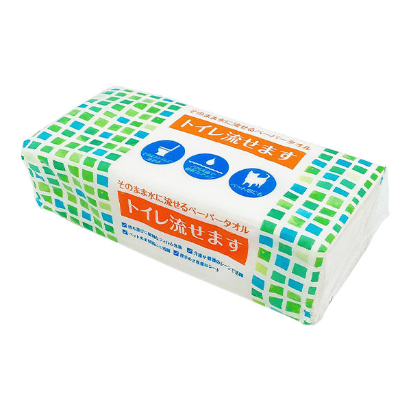 【まとめ買い】ペーパータオル 紙タオル トイレットペーパー 水に流せるペーパータオル 100組 1526/342548
