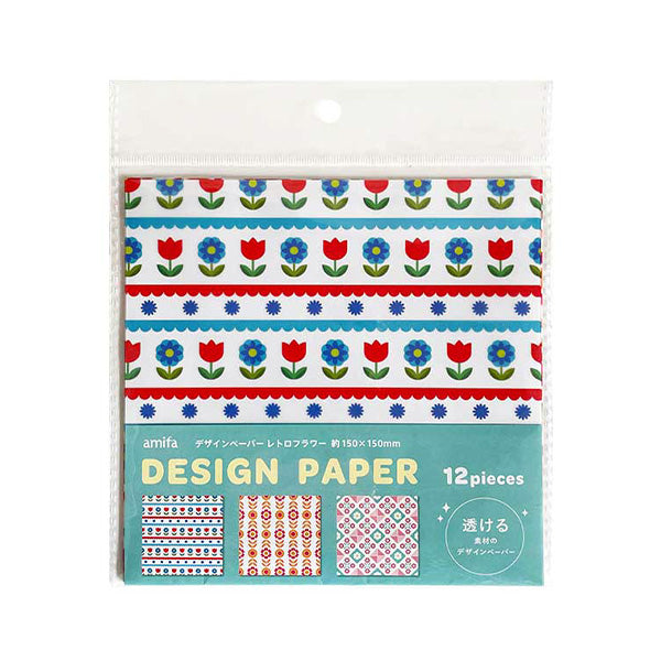 【まとめ買い】デザインペーパー 工作紙 12P レトロフラワー 15×15cm 0356/344522
