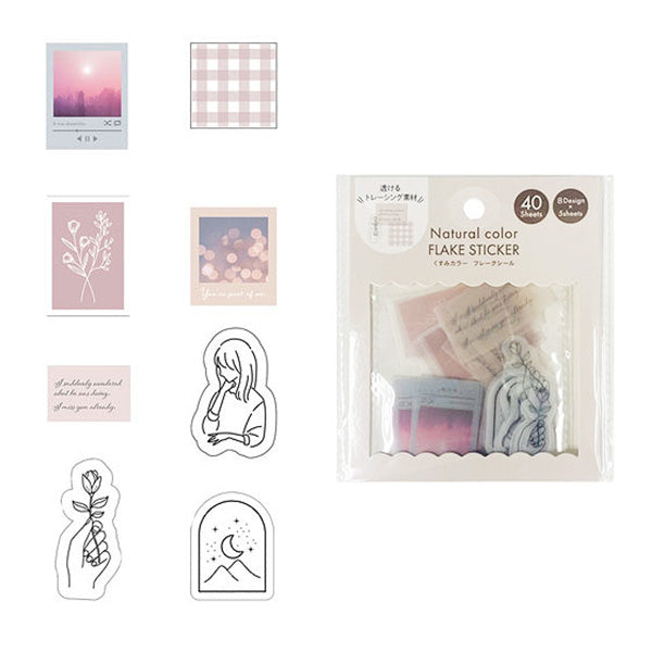【まとめ買い】シール フレークステッカー 40P くすみカラー 0948/344763