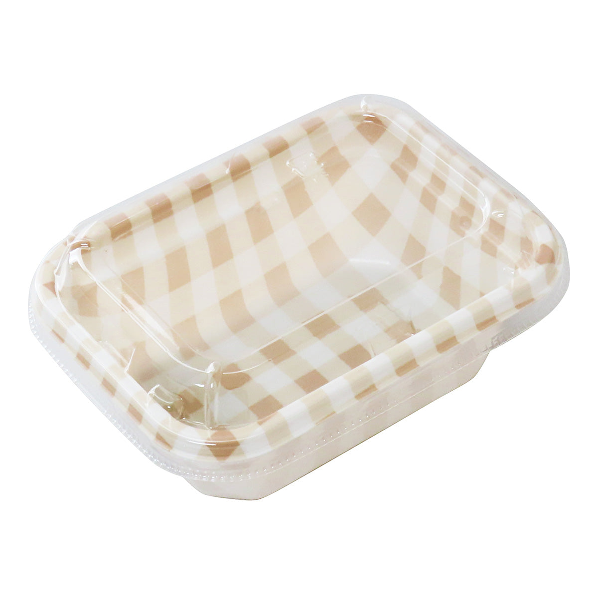 【まとめ買い】フードパック ランチボックス ランチパック モカ チェック柄 S 5枚 0490/345788