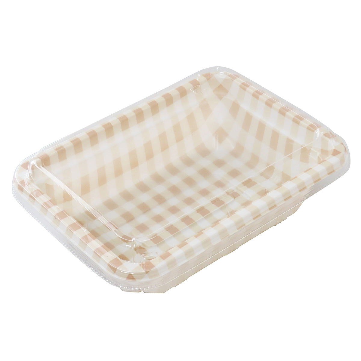 【まとめ買い】フードパック ランチボックス ランチパック モカ チェック柄 M 3枚 0490/345789