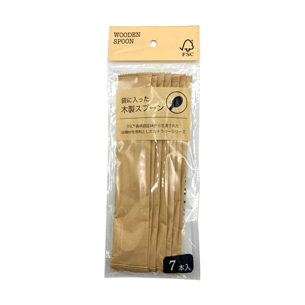 【まとめ買い】スプーン 木製 使い捨て 個装タイプ 袋に入った木製スプーン 7本 1516/346970