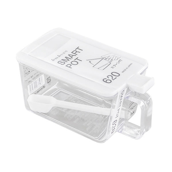 【まとめ買い】調味料入れ スマートポット スプーン付 ホワイト 620ml 0775/347020