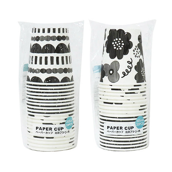 【まとめ買い】紙コップ ペーパーカップ 北欧フラワー柄 205ml 20個 0490/347030