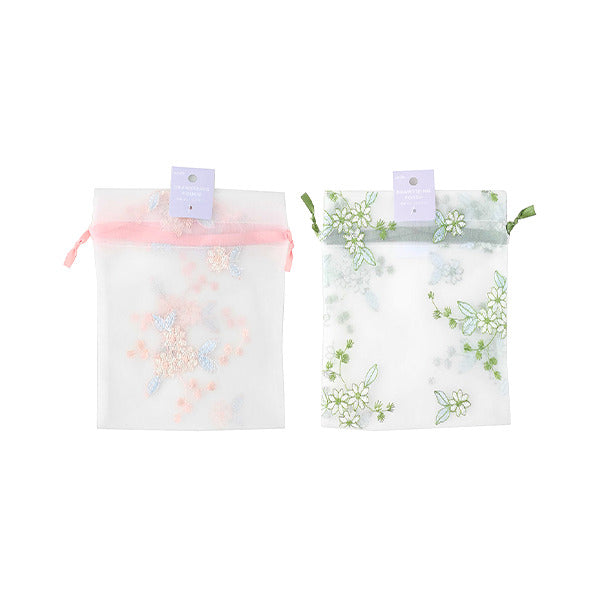 【まとめ買い】巾着袋 チュールフラワー 23×18cm 0356/347535