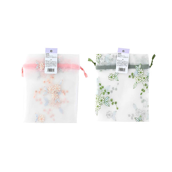 【まとめ買い】巾着袋 チュールフラワー 23×18cm 0356/347535