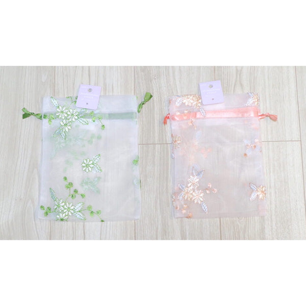 【まとめ買い】巾着袋 チュールフラワー 23×18cm 0356/347535