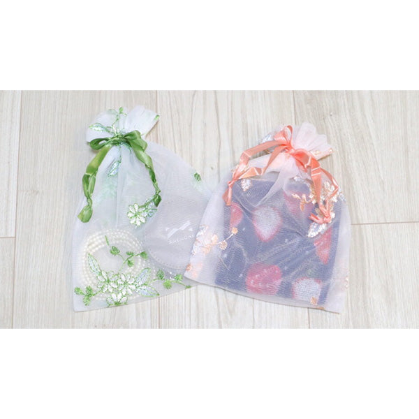 【まとめ買い】巾着袋 チュールフラワー 23×18cm 0356/347535