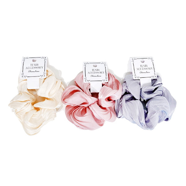 【まとめ買い】シュシュ ヘアアクセサリー 光沢サテンシュシュ 0892/348654