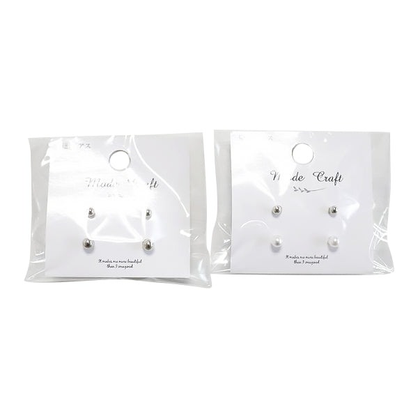 【まとめ買い】B-MD 樹脂ピアス43 シルバー・ホワイト 0890/348879