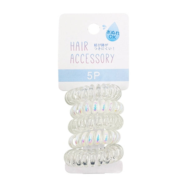 【まとめ買い】くるくるヘアゴム5P クリア&オーロラ 0948/348898