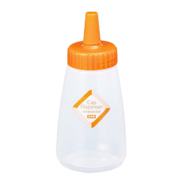 【まとめ買い】調味料ボトル 液体調味料 ドレッシングボトル キャップディスペンサー ミニ オレンジ 230ml 0523/349612