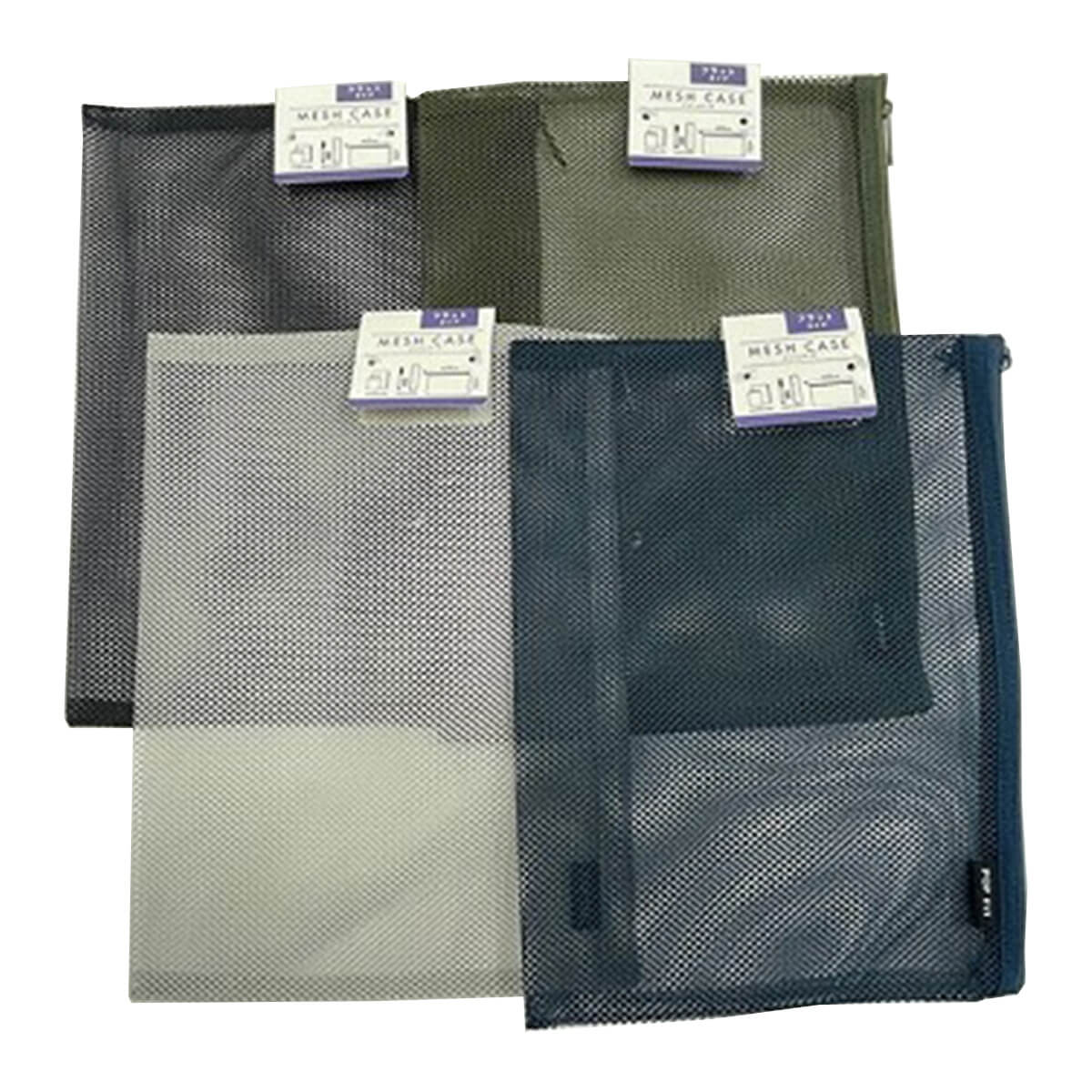【まとめ買い】メッシュポーチ メッシュケースフラットタイプ L 約26x19cm 0459/352016