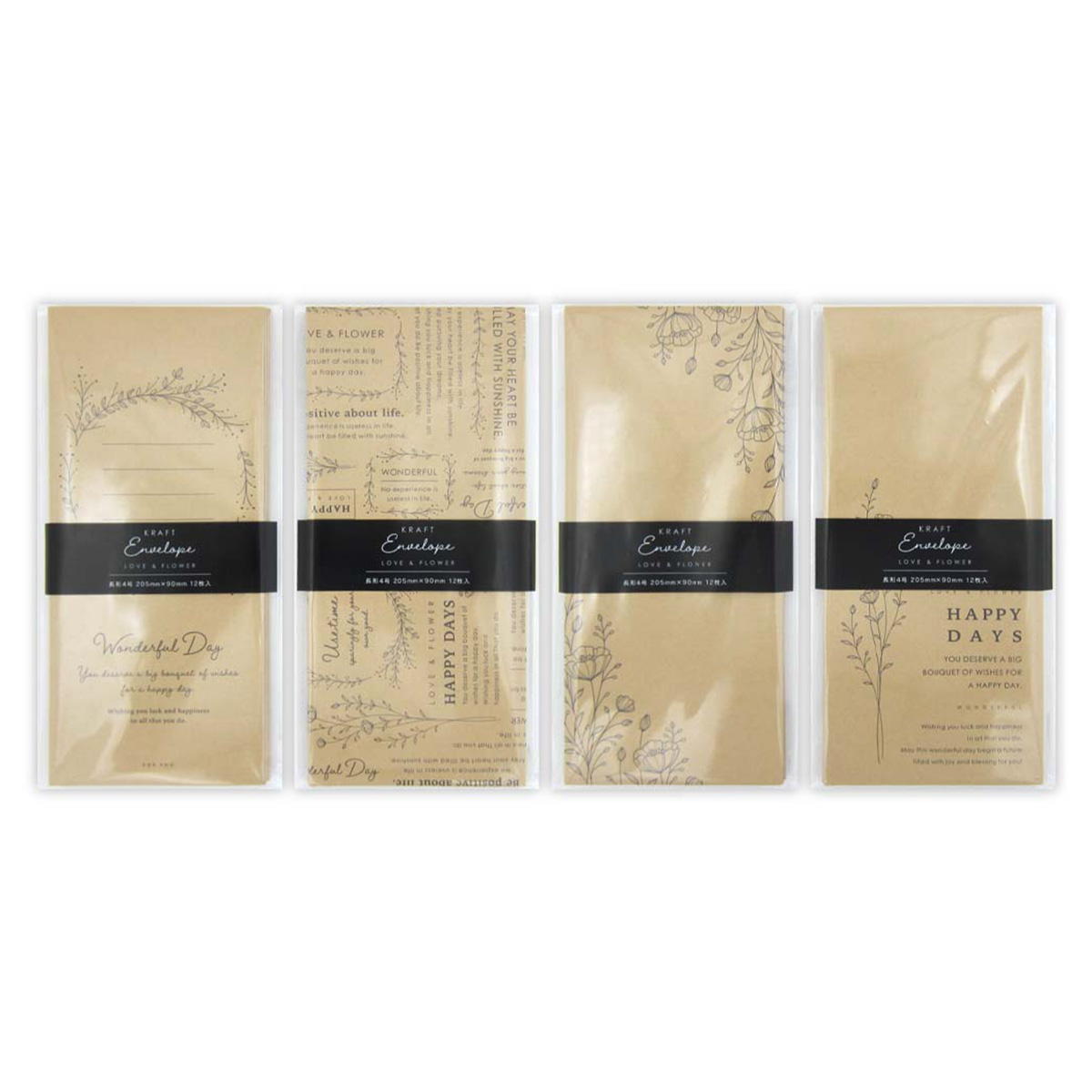 まとめ買い】クラフト封筒 長形4号 ラブ&フラワー 12枚 0915/352082