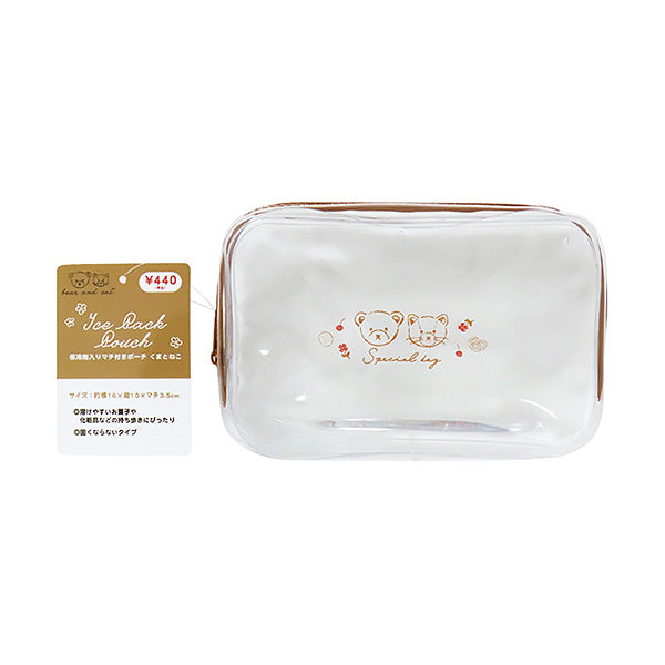 【まとめ買い】ポーチ 保冷剤入 大きめマチ付 ポーチ スポーツくまとねこ W16×D10×マチ3.5cm 0490/355528