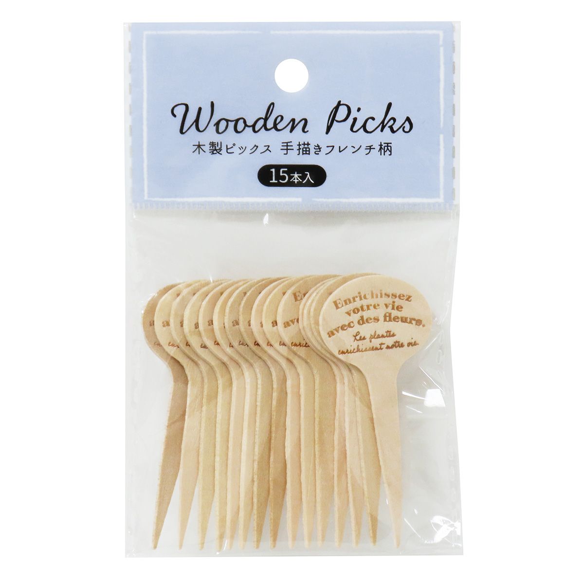 【まとめ買い】木製ピックス 手描きフレンチ柄 15本 0490/355537