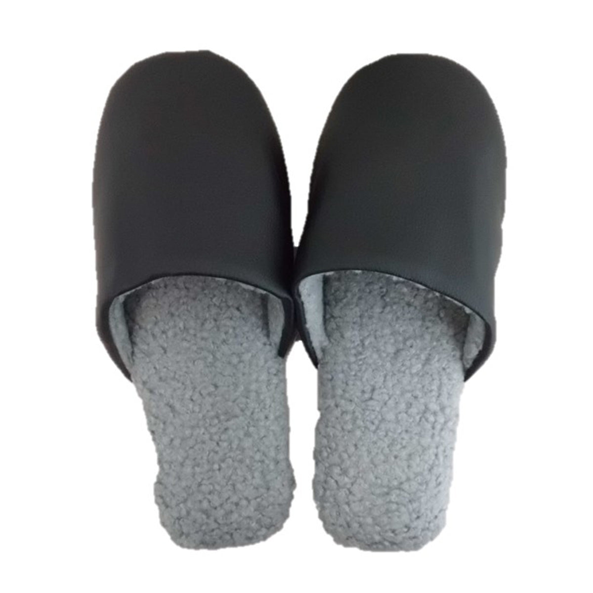 【まとめ買い】スリッパ モコモコ 合皮ボア素材 ルームスリッパ ブラック 23?25cm 9001/356180