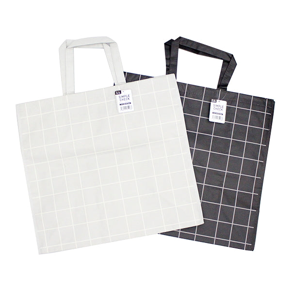 【まとめ買い】収納バッグ 買い物バッグ PPバッグ シンプルチェック L 1523/356213