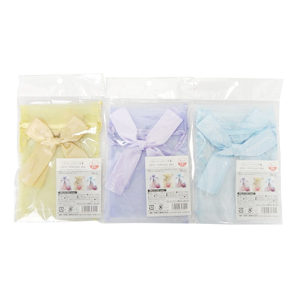 【まとめ買い】リボン付きシースルー 巾着型ギフトバッグ 2P S 0603/356763