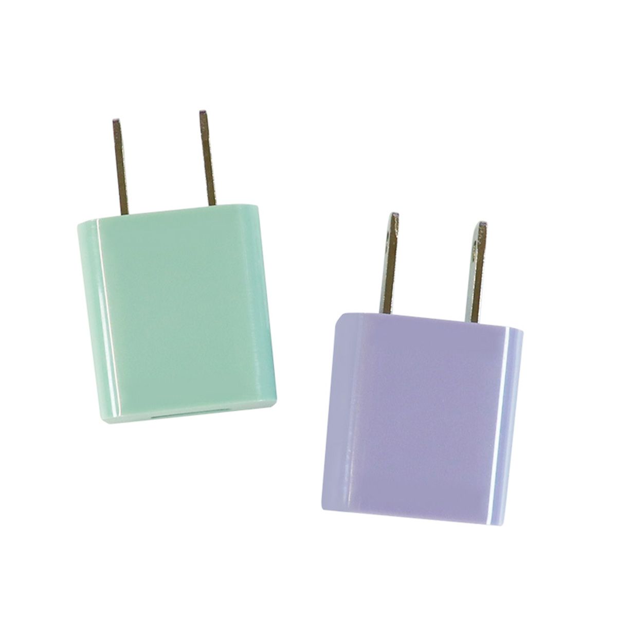 【まとめ買い】ACアダプター USBアダプター くすみカラー パープル&グリーン  A-9 9001/358302