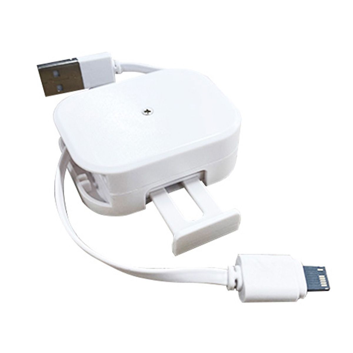 【まとめ買い】iPhone充電専用ケーブル リール式 スマホスタンド付き 70cm 9001/358319