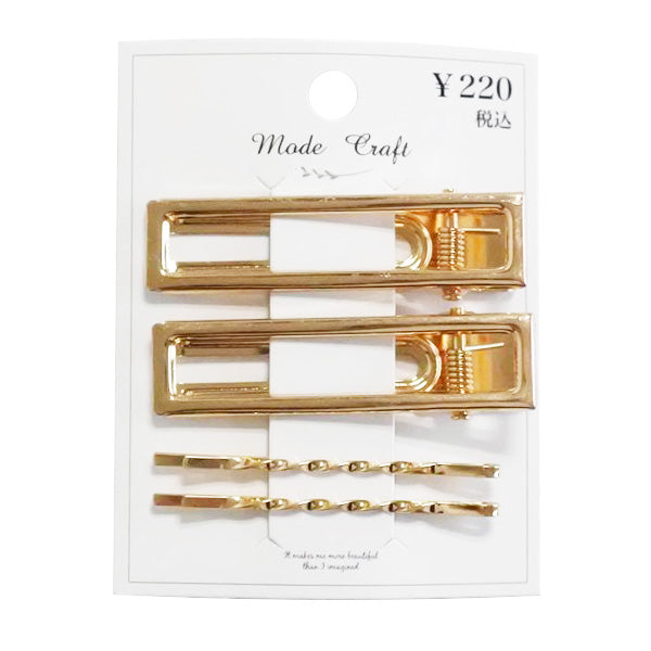 【まとめ買い】ヘアピン ヘアクリップ ヘアアクセサリー 髪留めピン アレンジピン メタルクリップヘアピン4本セットA ゴールド 0890/358843