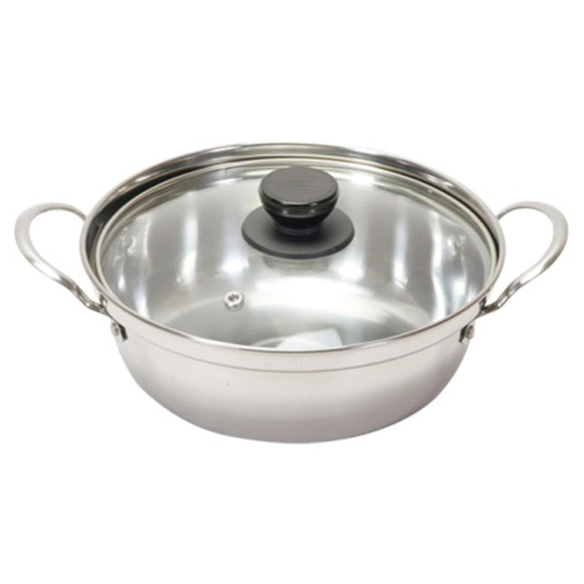 【まとめ買い】ステンレス製ガラス蓋付卓上鍋 一人鍋 18cm 9001/363501