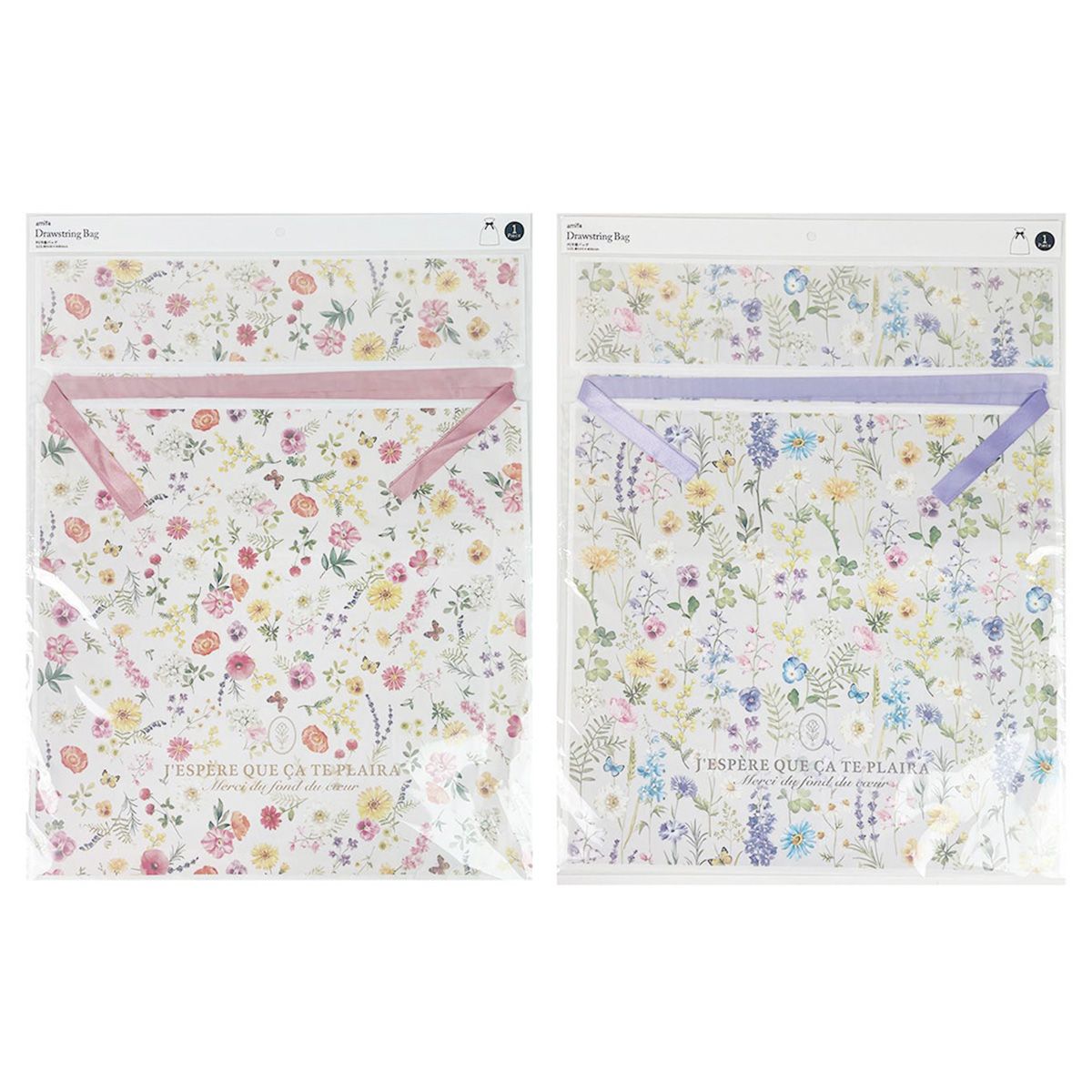 【まとめ買い】PE巾着バッグ フローラル 0356/364386