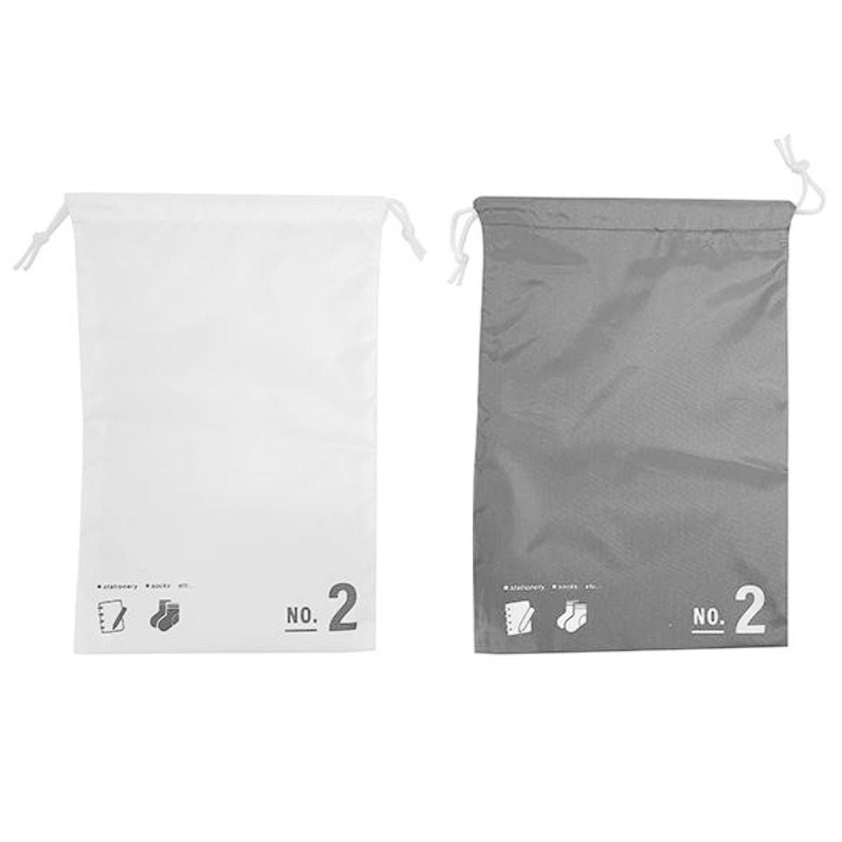 【まとめ買い】巾着袋 巾着ポーチ バッグインバッグ トラベルポーチ 巾着バッグ M モノトーン H32.5×W21.5cm 0808/365003
