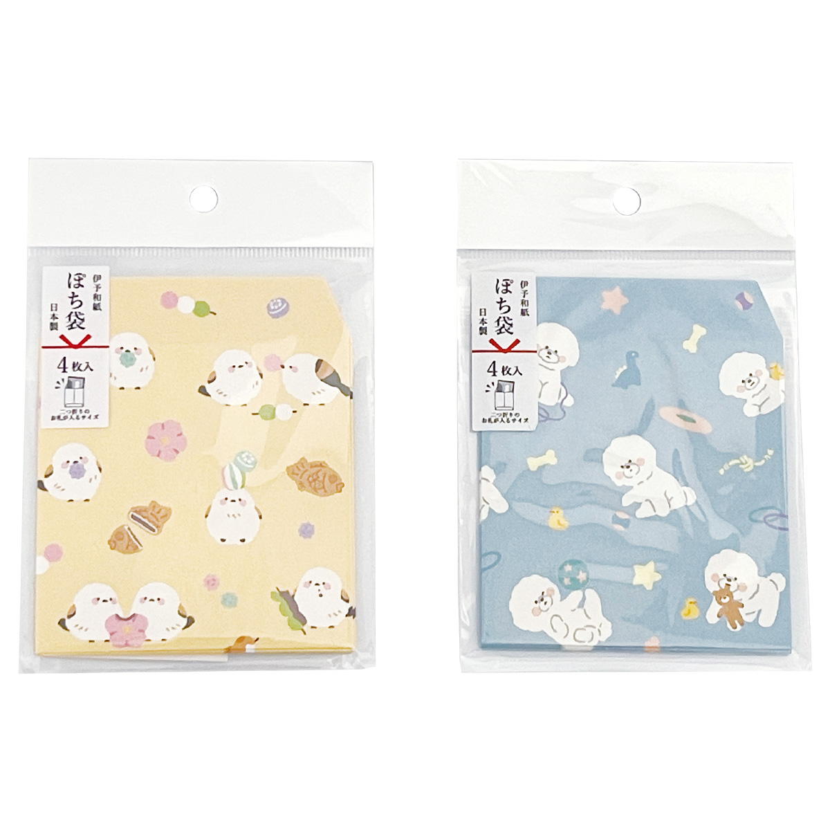 【まとめ買い】2つ折りポチ袋4枚入 動物総柄 1523/369323