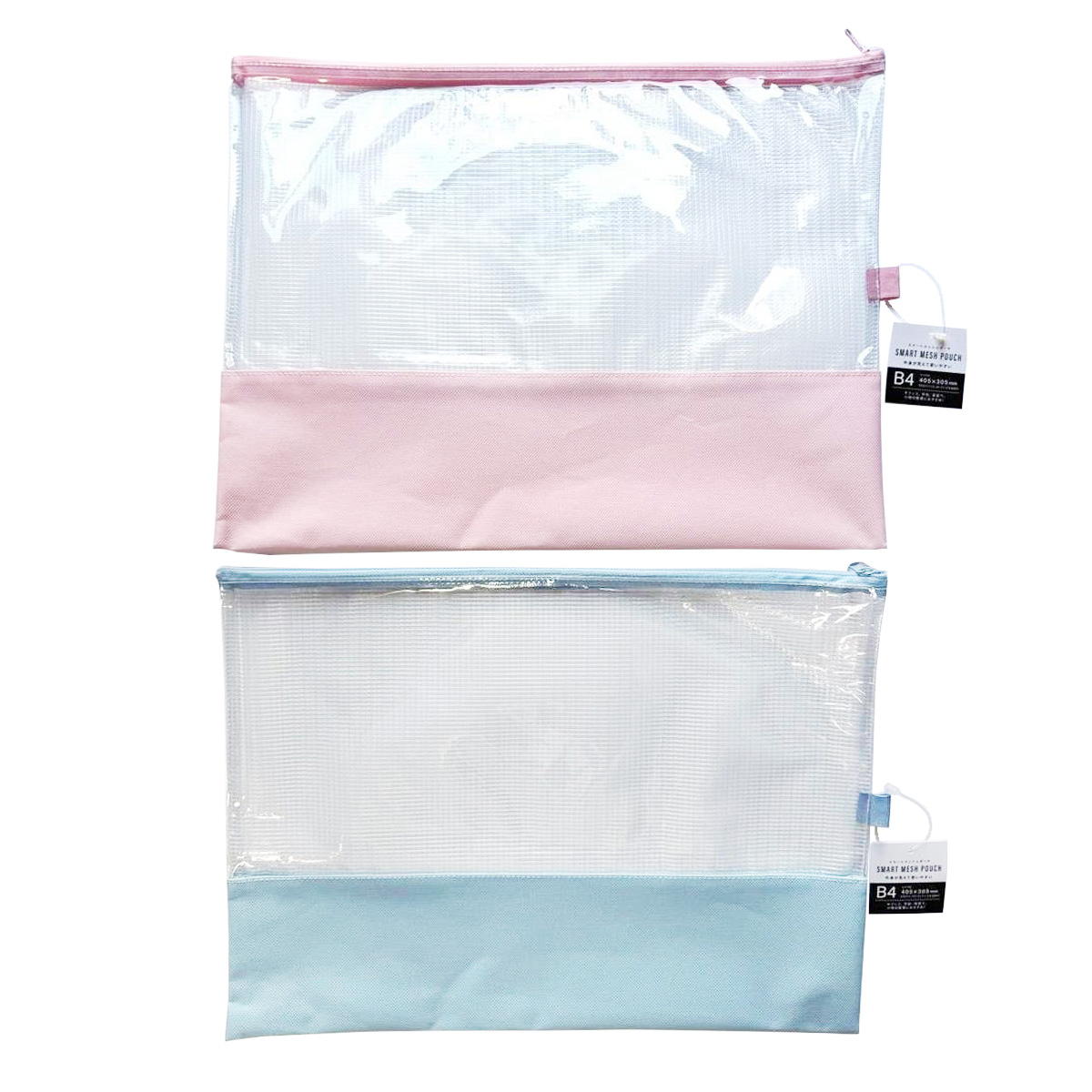 【まとめ買い】SメッシュポーチB4 ブルー&ピンク 0686/370183