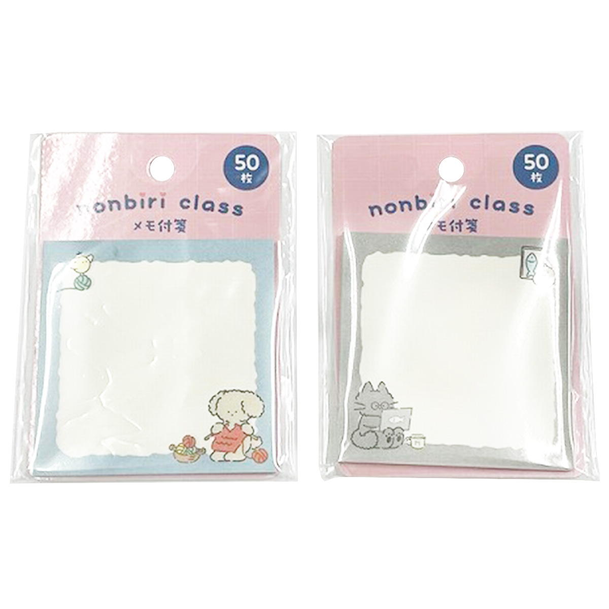 【まとめ買い】nonbiri class メモ付箋 ねこ・いぬ 0459/370368