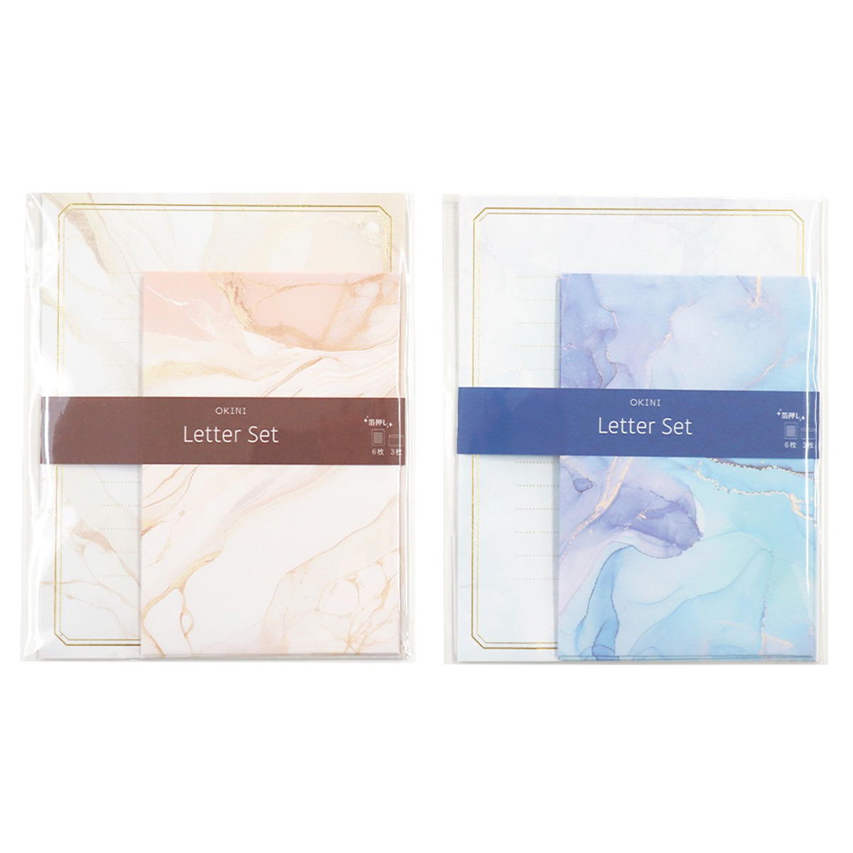 【まとめ買い】レターセット 箔押し 3セット マーブル 0911/370634