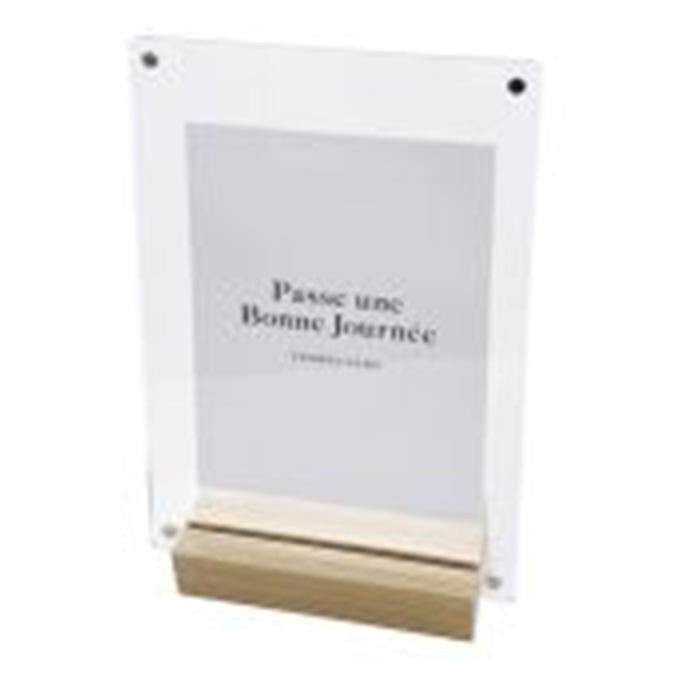 【まとめ買い】クリアフォトスタンドポストカードサイズ木製スタンド付 9001/370714