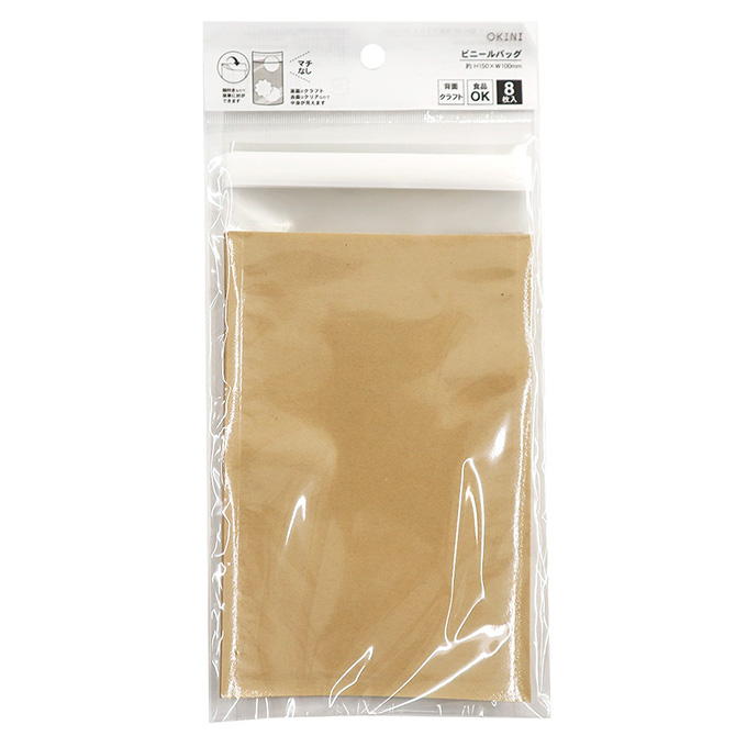 【まとめ買い】ビニールバッグ 糊付 8P 背面クラフト 15×10cm 0911/371639