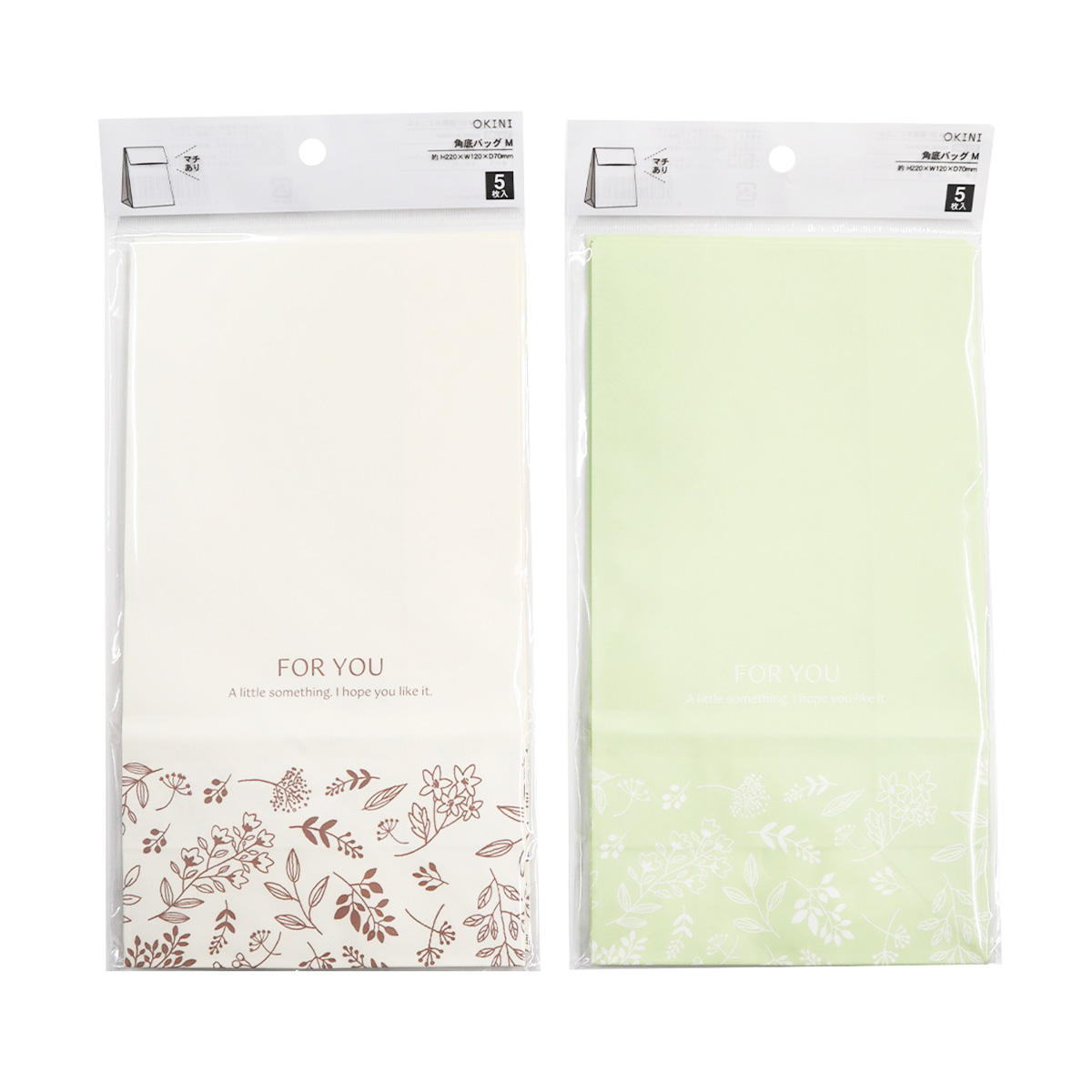 【まとめ買い】角底バッグ M 5P 線画ボタニカル 0911/371645