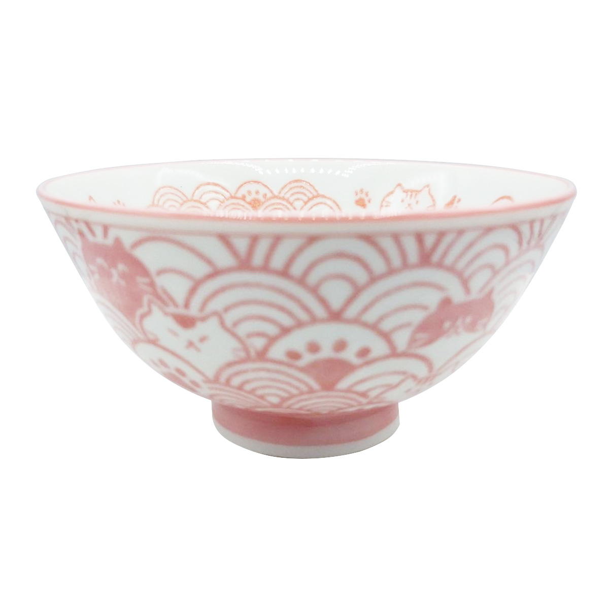【まとめ買い】ウェーブキャット飯碗 中 ピンク 1516/371740