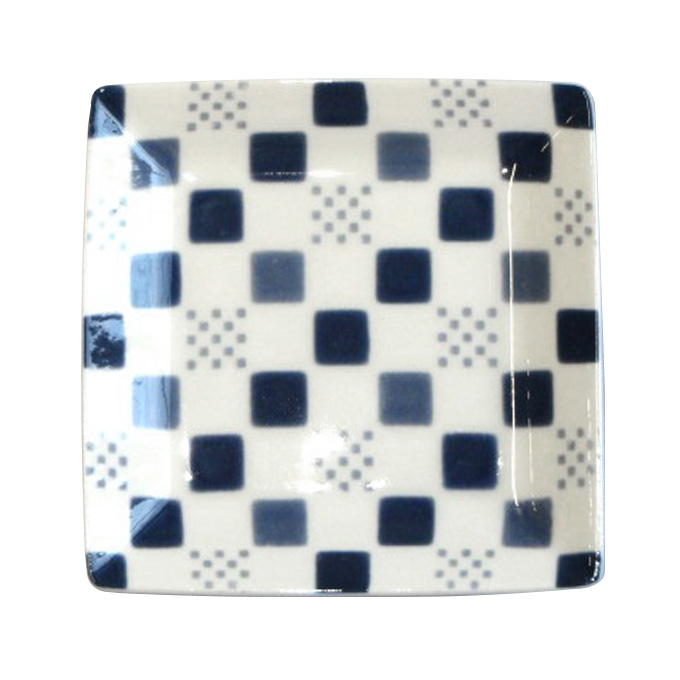 【まとめ買い】市松格子 角小皿 0923/372626